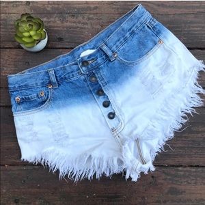 Distressed jean shorts